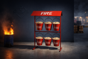Fire Buckets with Stand – 6 Bucket Fire Safety Set