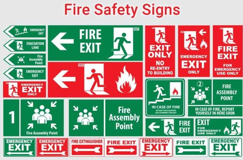 Night Reflective Fire Safety Sign Stickers – Emergency & Exit Signage - Image 2